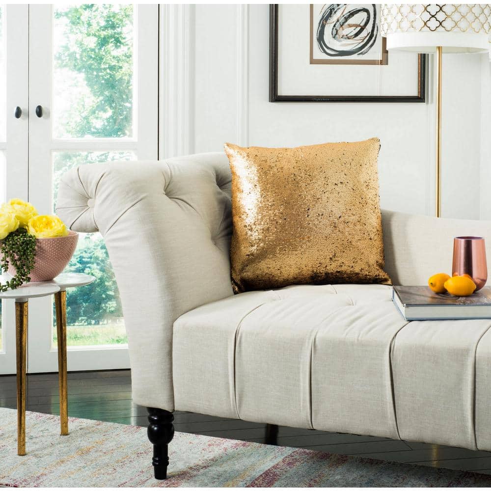 Gold and Black Sequined 18" Square Throw Pillow