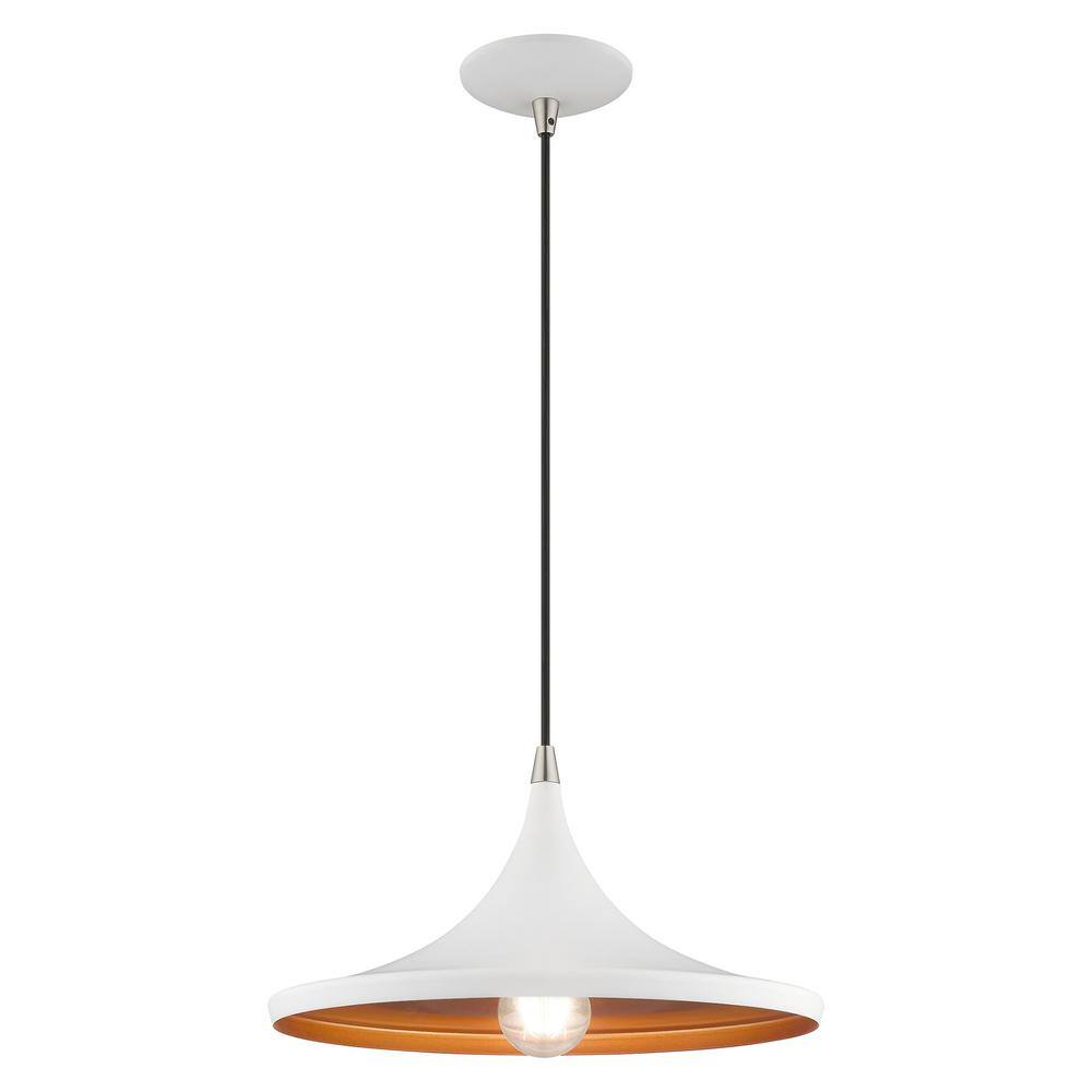 White Aluminum Mini Pendant Light with Gold Interior