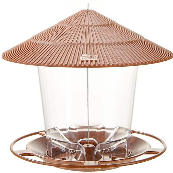 OGETFUUR 8.5 in. x 15.7 in. Brown Plastic Hanging Bird Feeder and Squirrel Proof for Outdoor Wild Bird Seed