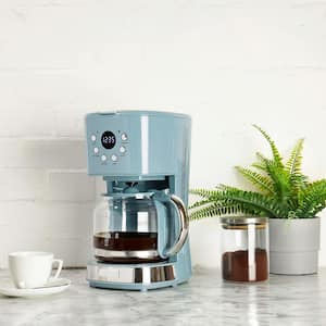 Brighton 12-Cup Sky Blue Retro Style Coffee Maker Programmable with Strength Control and Timer