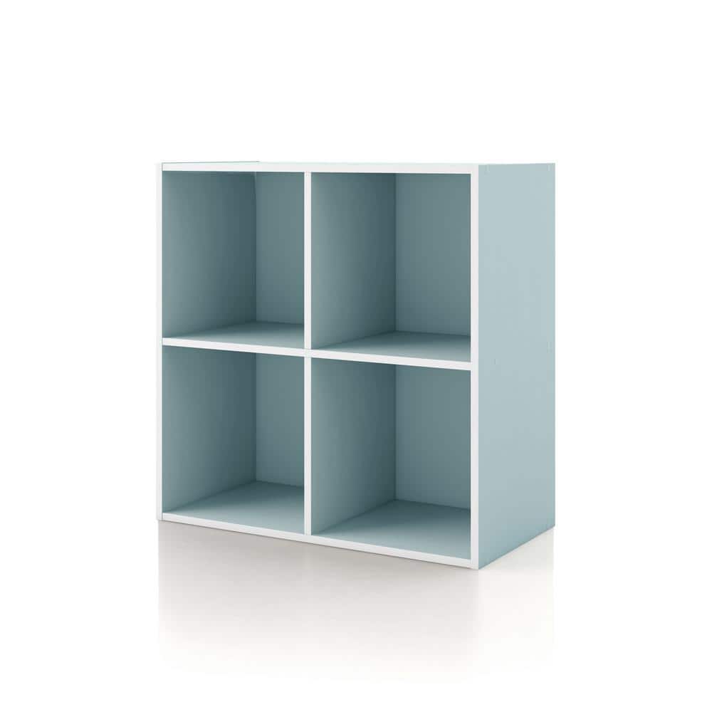 Furniture of America Quincy 23.7 in. Tall Stackable Light Blue Engineered Wood 4-Shelf Modern Modular Bookcase