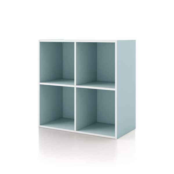 Furniture of America Quincy 23.7 in. Tall Stackable Light Blue Engineered Wood 4-Shelf Modern Modular Bookcase