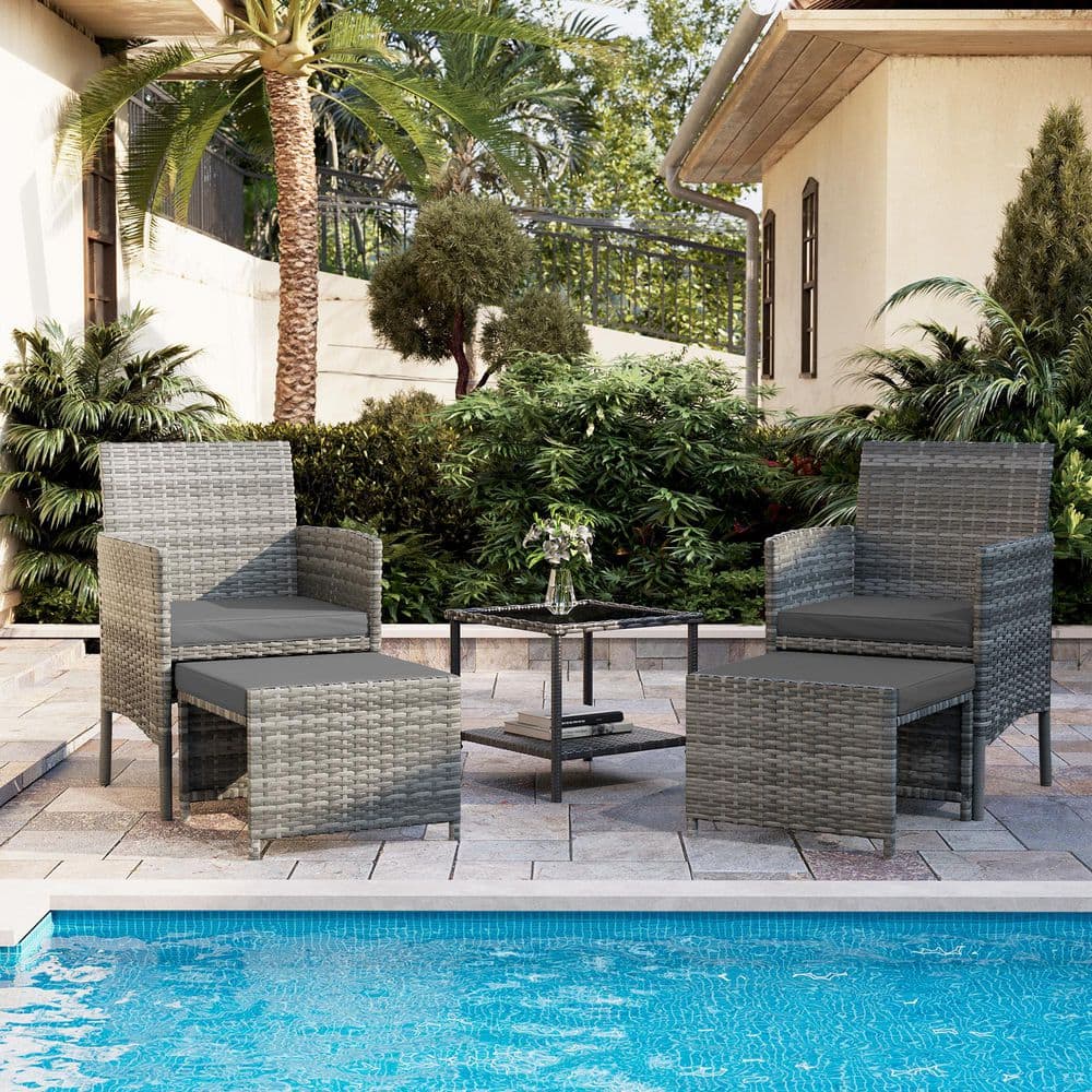 2-Person Wicker Conversation Set with Ottomans and Coffee Table price history on PriceWatchPro