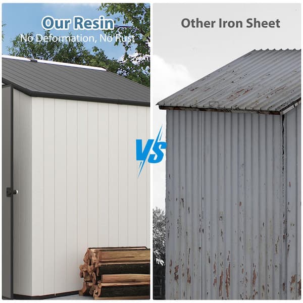 8 ft. W x 8 ft. D Outdoor Storage Resin Garden Shed for Backyard Outdoor (64 sq. ft.)