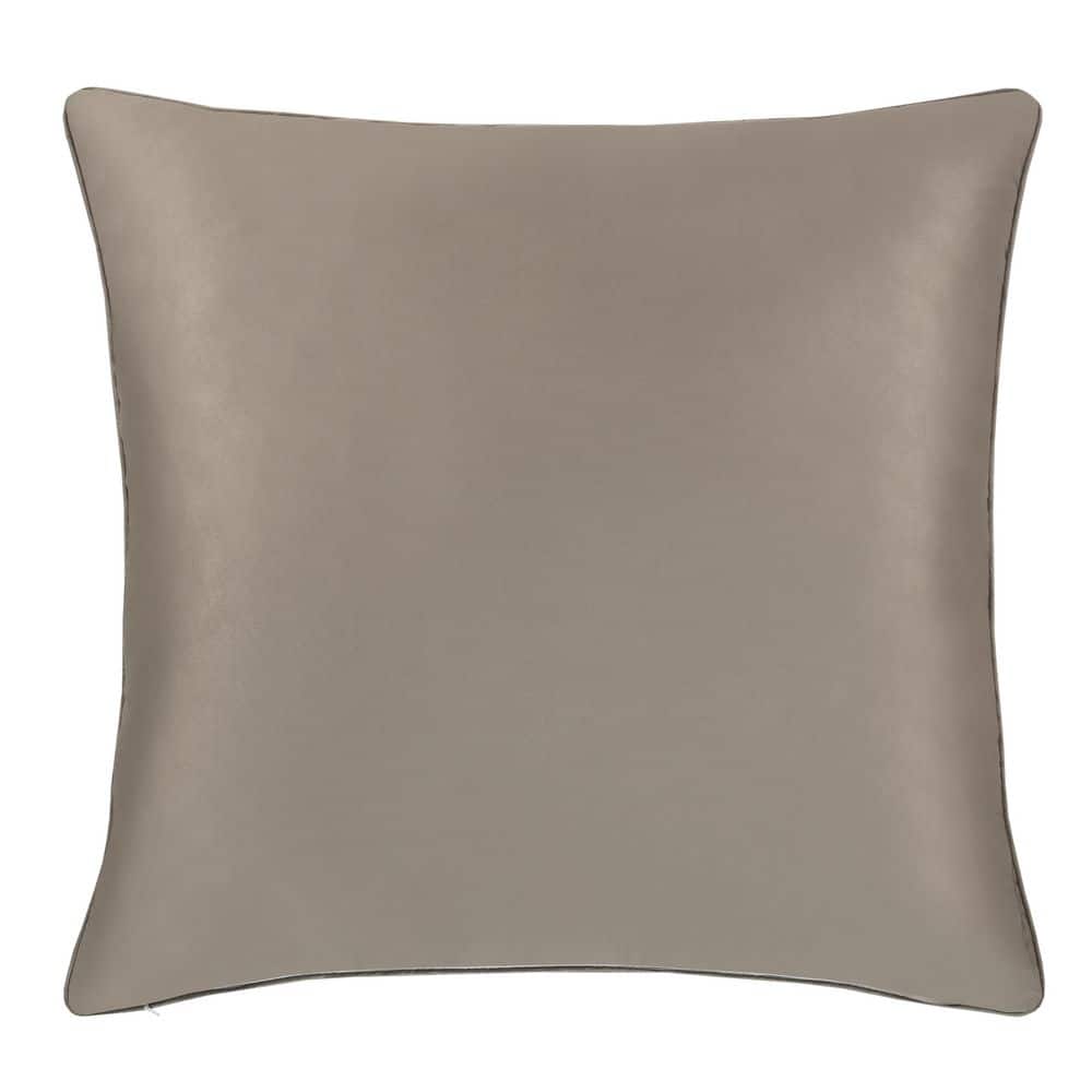 Taupe Embroidered Polyester Euro Sham with Zipper Closure