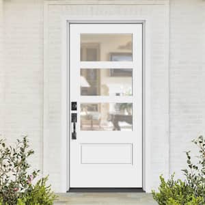 Performance Door System 36 in. x 80 in. VG 3-Lite Right-Hand Inswing Clear White Smooth Fiberglass Prehung Front Door