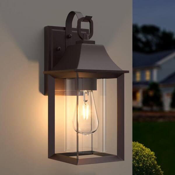 LUMINTURS 14W LED Outdoor Wall Sconce Light, Dusk To Dawn Sensor, Up/Down, IP65, Matte Black