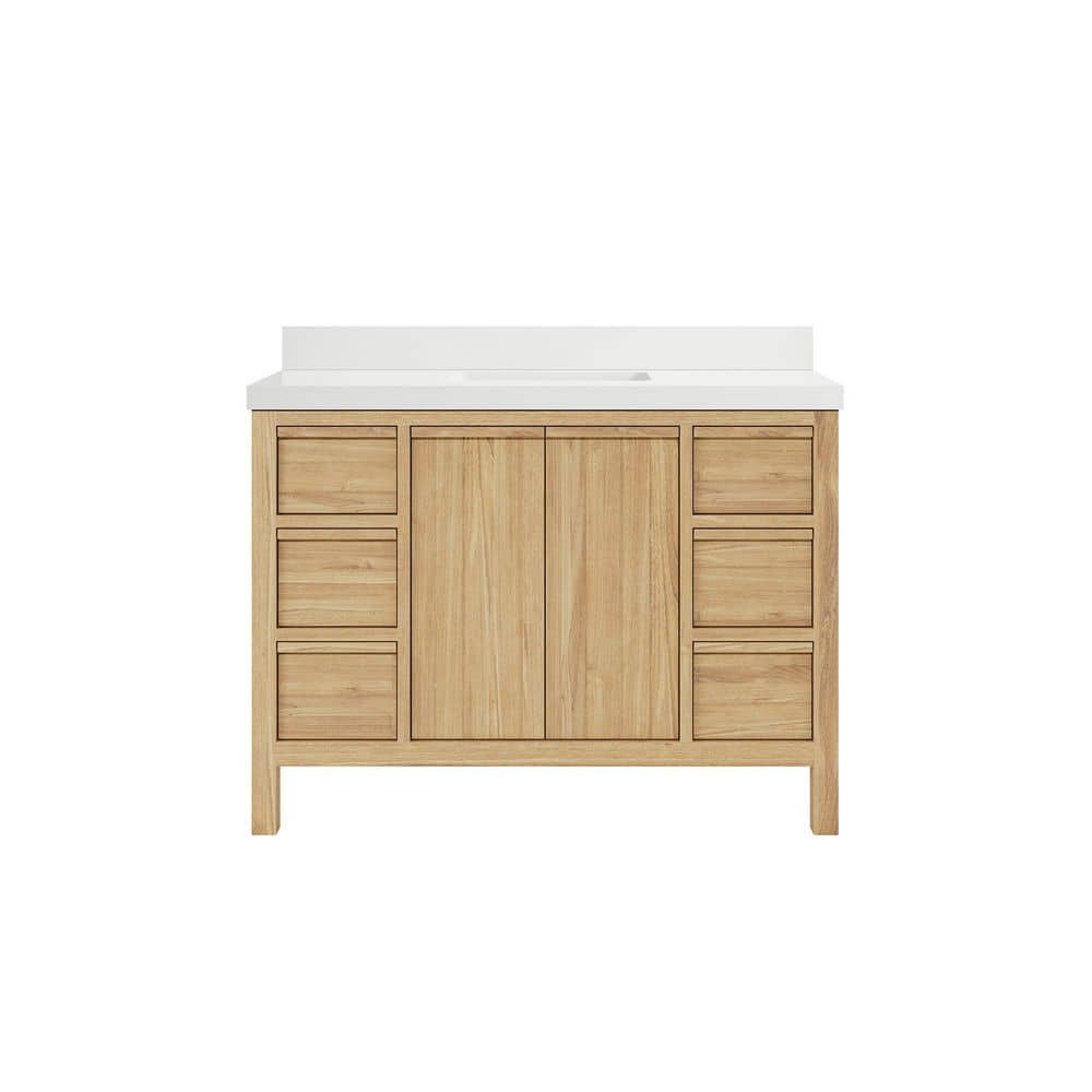 "Elizabeth 48 in. W x 22 in. D x 36 in. H Bath Vanity in Natural with 2"" White Quartz Top" price history on PriceWatchPro