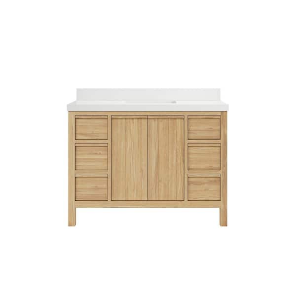 Willow Collections Elizabeth 48 in. W x 22 in. D x 36 in. H Bath Vanity in Natural with 2" White Quartz Top