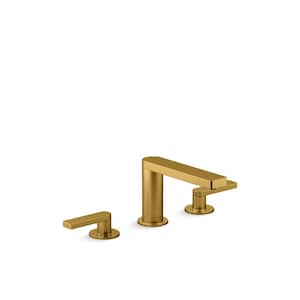 Composed Widespread Bathroom Sink Faucet With Lever Handles 1.2 GPM in Vibrant Brushed Moderne Brass