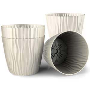12 in. Dia Beige Plant and Flower Pot, European Made, Stylish Indoor and Outdoor Polypropylene Planter, (4/1 Set)