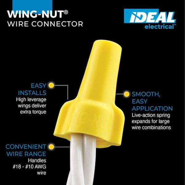Wing-Nut Wire Connector, 451 Yellow, Jar of 500