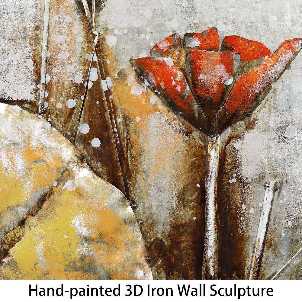 Primo 36" x 48" Mixed Media Iron Water Lily Pads Wall Sculpture