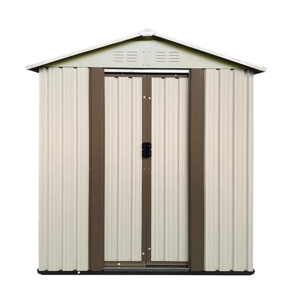 5 ft. W x 3 ft. D Outdoor Metal Storage Shed with Double Door and Apex Roof (15 sq. ft. ), White