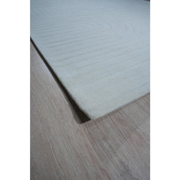 Ivory 7 ft. 9 in. x 9 ft. 9 in. Hand-Tufted Wool Contemporary Modern Rug Area Rug