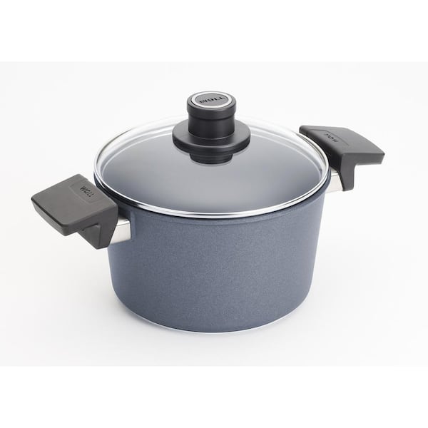Woll Diamond LITE Induction 3.2 qt. Cast Aluminum Nonstick Stock Pot in Gray with Glass Lid
