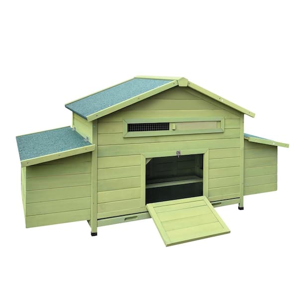 Unbranded Wooden Chicken Coop Outdoor Hen House Poultry Cage with 2 Sides Large Nesting Boxes, 2 Free-range Doors