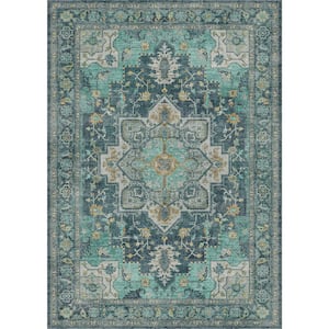 Limlok Medallion Dark Green 8 ft. x 10 ft. Persian Area Rug AR1005