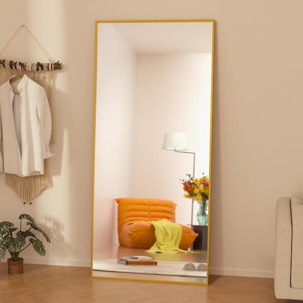 GOGEXX 24 in. W x 71 in. H Oversized Rectangle Full Length Mirror Framed Gold Wall Mounted/Standing Mirror large Floor Mirror