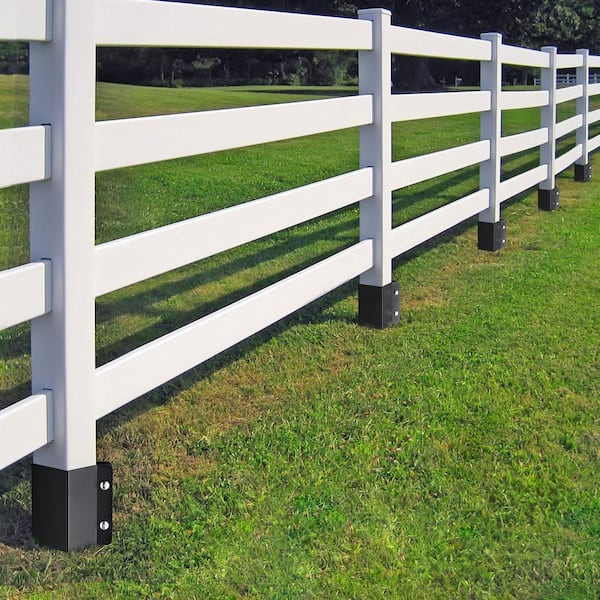 Fence Post Anchor Ground, 4-Pack 36 in. L x 4 in. W x 4 in. H Outer Diameter, Metal Powder Coated Post Stake Ground