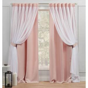 Cinbloo Ombre Blush Pink and Gray Curtains Rod Pocket 42W x 63L Inch Gradient Peach Pale Color for Women Baby Teen Girls Bedroom Decor Art Printed Living Room Window Drapes Treatment Fabric 2 Panels