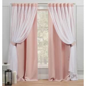 Catarina Rose Blush Solid Polyester 52 in. W x 108 in. L Hidden Tab Top Room Darkening Curtain Panel (Set of 2)