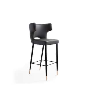 Holguin 41.34 in. Grey, Black and Gold Wooden Barstool