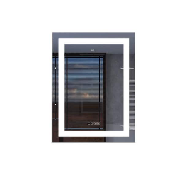 KINWELL Modern 32 in. W x 24 in. H Rectangular Frameless Anti-Fog Wall Mounted Bathroom Vanity Mirror in Silver