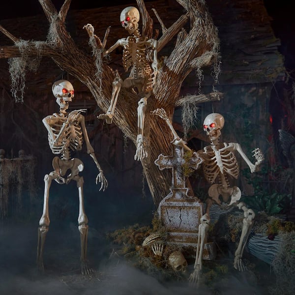 3-Pack 5 ft. Grave & Bones Ultra Poseable LED Skeleton