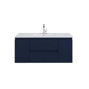 Salt 48 in. W x 18 in. D Bath Vanity in Navy with Ceramic Vanity Top in White with White Basin