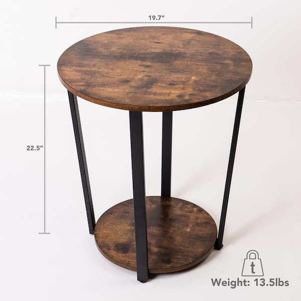 Good Gracious Industrial Rustic Brown, Round Rustic End Table