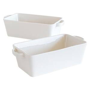 OAB 2-Piece White Lily Handled Loaf Pan Set