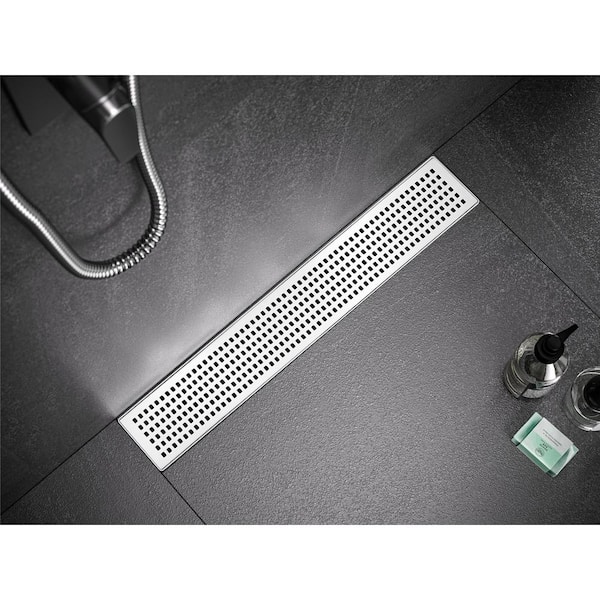 48 in. Linear Stainless Steel Shower Drain with SQ Hole Pattern