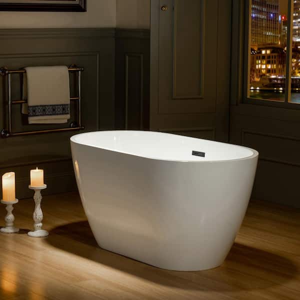 48 in. L X 26 in. W Acrylic Soaking Bathtub in White with Oil Rubbed Bronze Center Drain