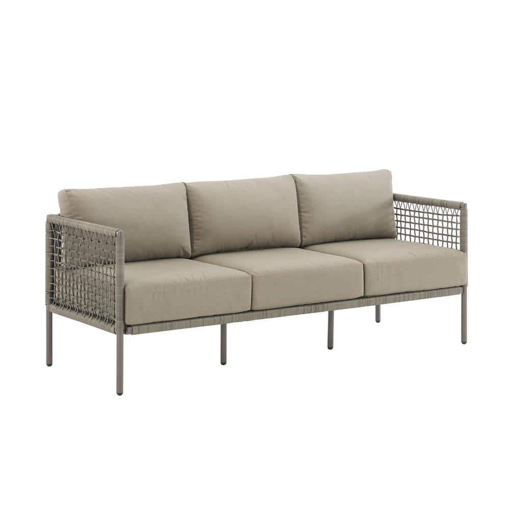 CROSLEY FURNITURE Cali Bay Light Brown Wicker Outdoor Couch with Taupe