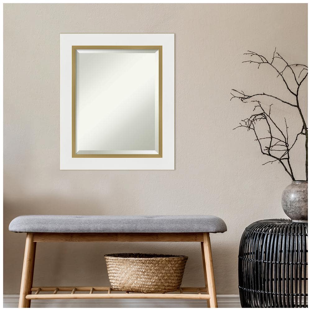 Eva White and Gold Rectangular Wall Mirror