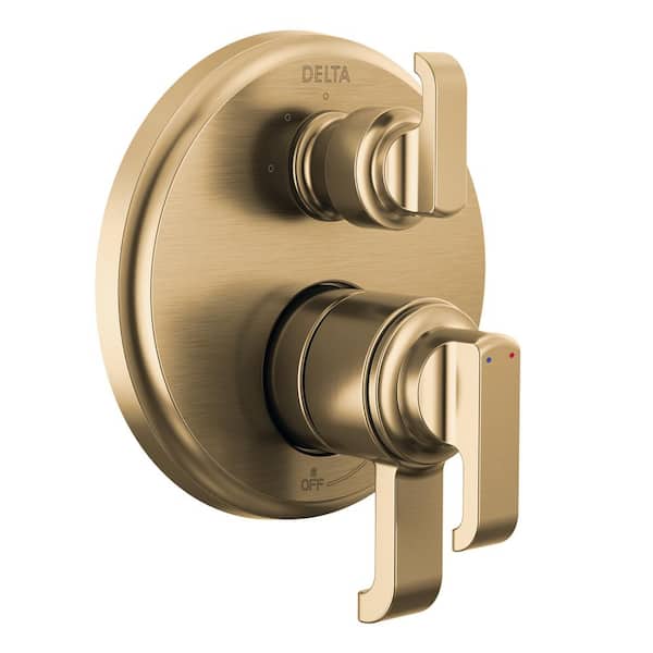 Delta Tetra Gold 2-Handle Wall-Mount Valve Trim Kit 3-Setting Int. Div. in Lumicoat Champagne Bronze (Valve Not Included)