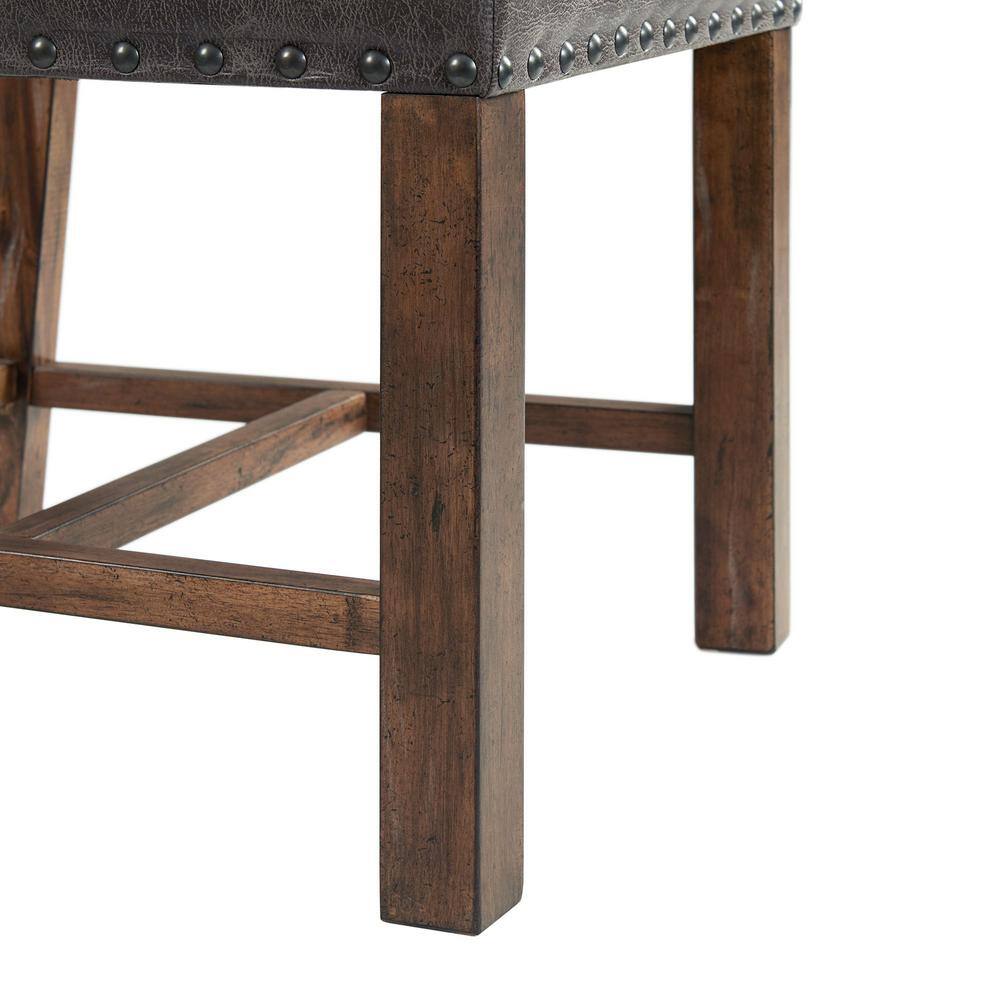 Tall Back Gray Faux Leather and Wood Dining Chair Set