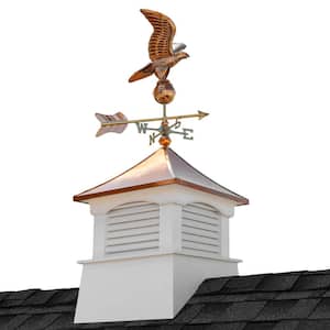 26 in. x 26 in. x 63 in. Coventry Vinyl Cupola with Copper Eagle Weathervane