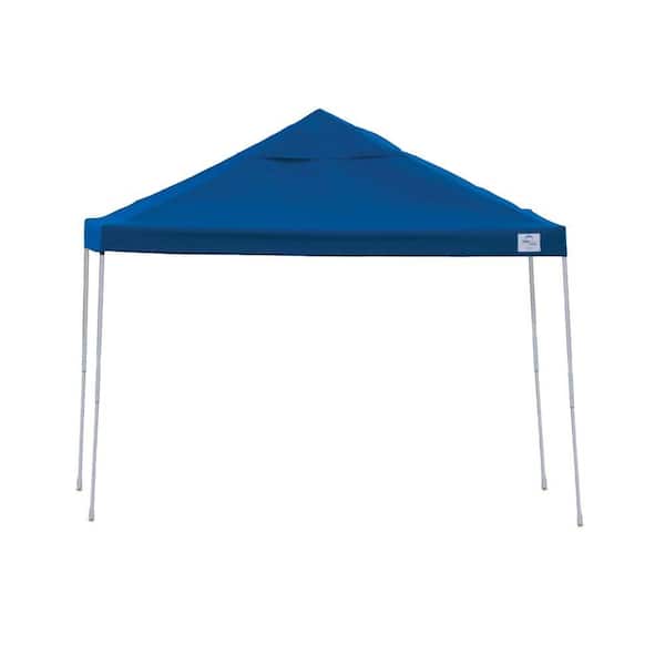 ShelterLogic 12 ft. W x 12 ft. D Pro Series Straight-Leg Pop-Up Canopy in Blue with 4-Position-Adjustable Steel Frame and Storage Bag