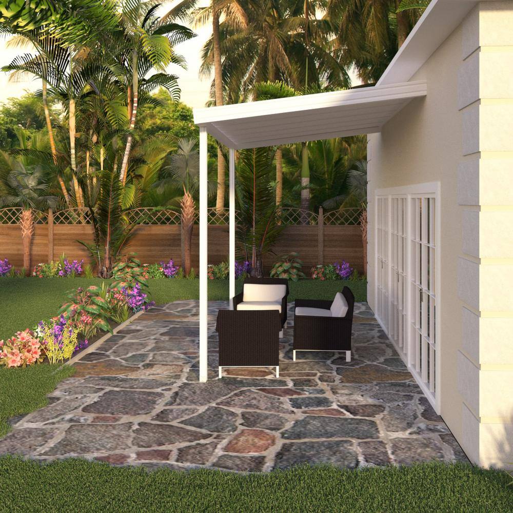 12 ft. x 10 ft. White Metal Patio Awning with Steel Frame