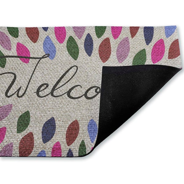 Jewel Tones Patterned Welcome Multi-Colored 18 in. x 30 in. Polyester Non-Slip Outdoor Door Mat