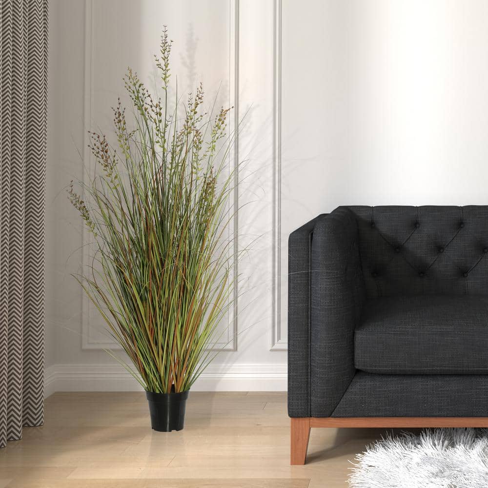 60" Green and Brown Plastic Grass Topiary in Pot