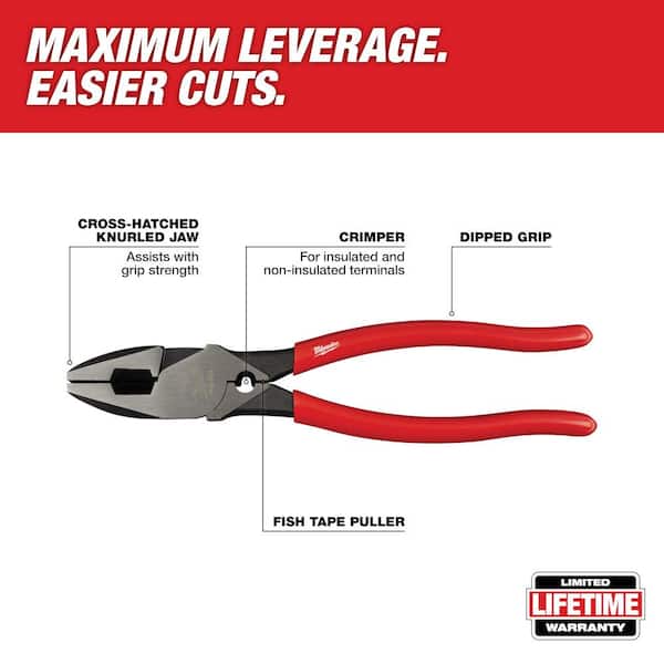 9 in. High-Leverage Linesman Pliers with Crimper Set with 8 in. Long Nose Plier (3-Piece)