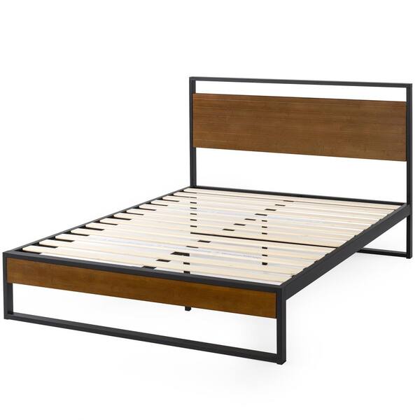 Zinus Suzanne Chestnut Brown Bamboo and Metal Frame Full Platform Bed