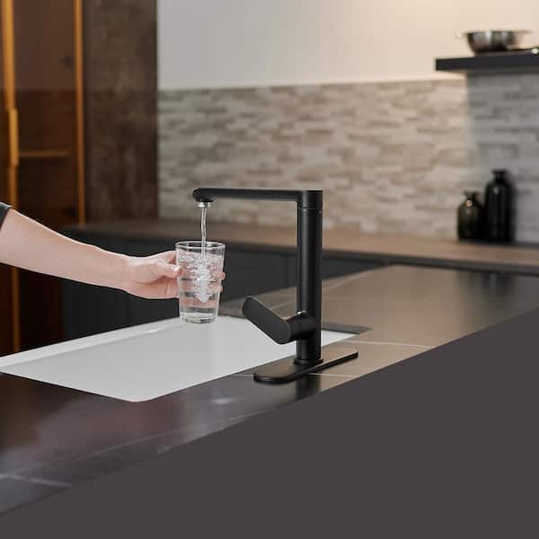 Single Handle Bar Faucet with Deck Plate in Matte Black