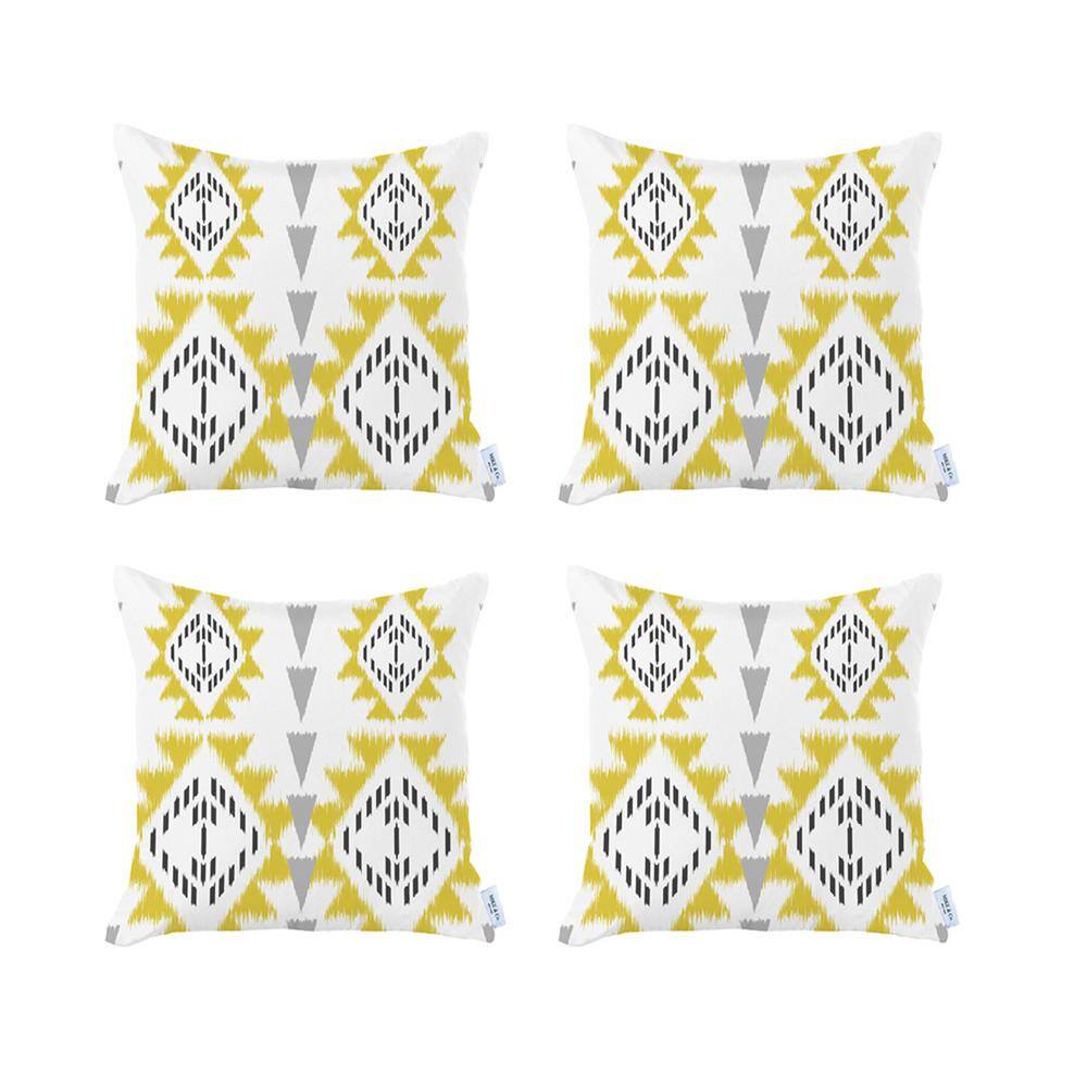 Yellow Ikat Polyester 18" Euro Pillow Cover Set