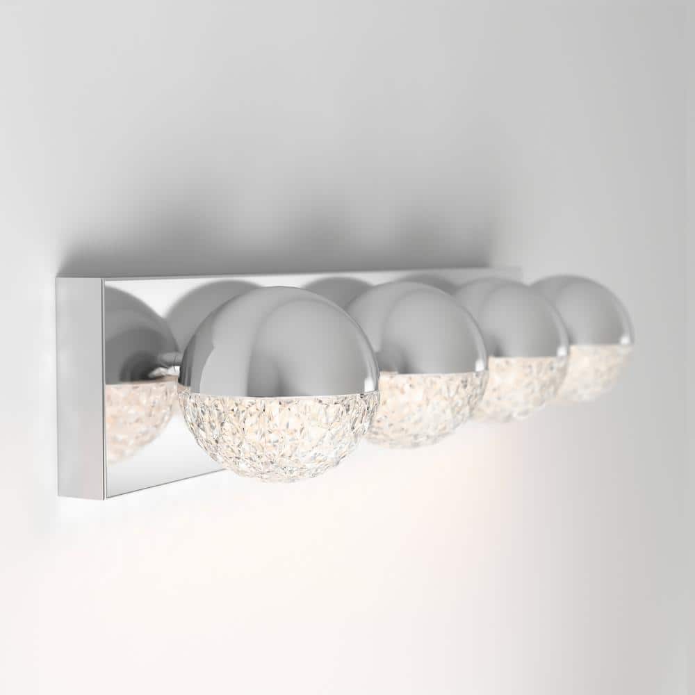 Chrome Steel Integrated LED Vanity Light Bar with Spheres