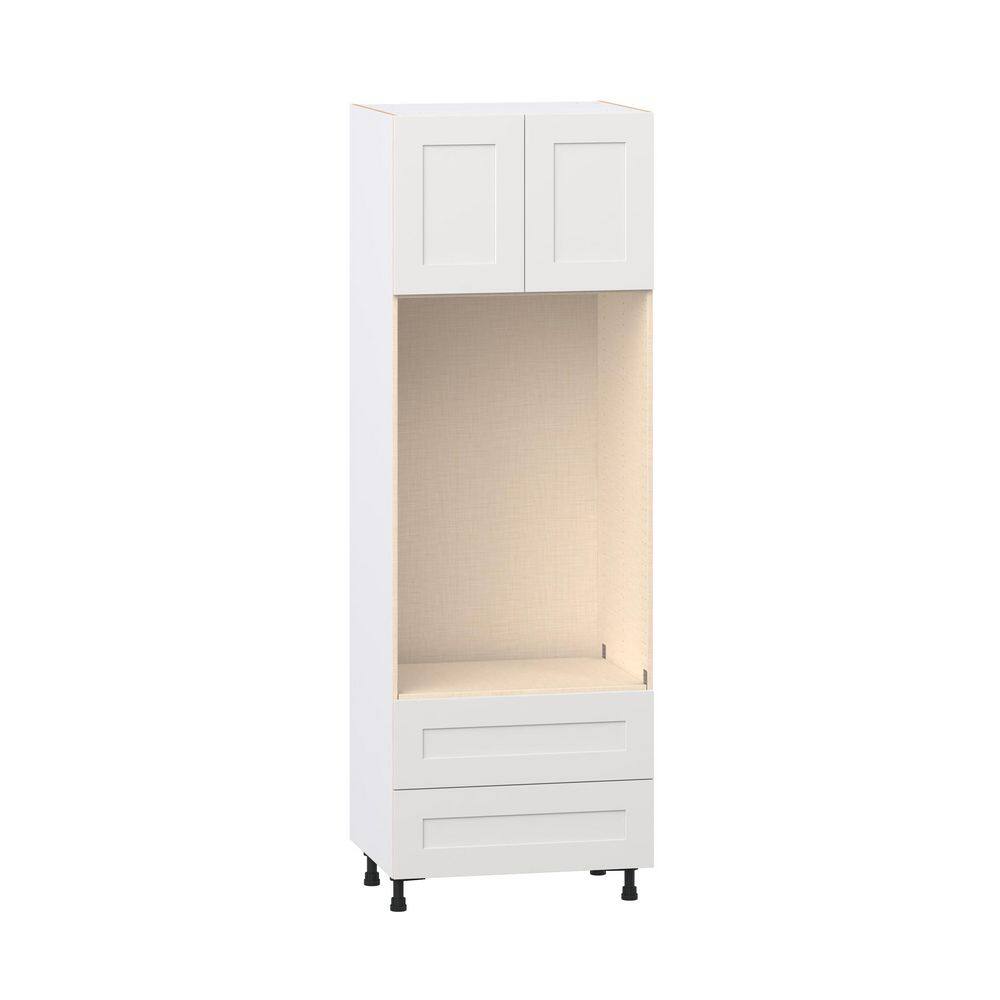 J COLLECTION Roseland 30 in. W x 24 in. D x 89.5 in. H Assembled Shaker Double Oven Kitchen Cabinet in Warm White