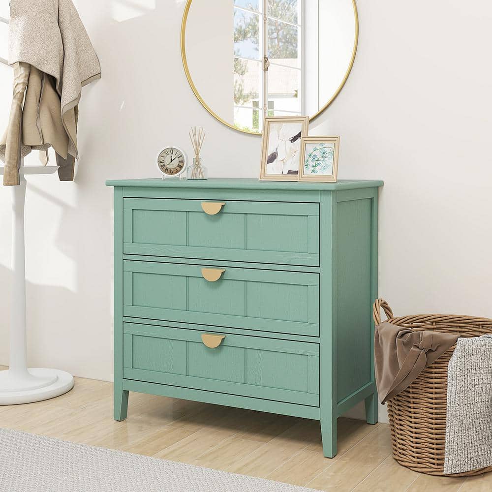 Light Green 30.75 in. H Accent Cabinet Office Storage Cabinet,3 Drawer Dres